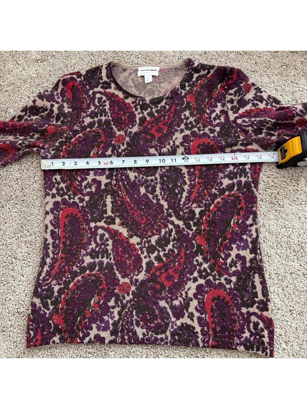 Charter Club 100% Cashmere Sweater Paisley Purple Womens Size Medium EUC Cozy - Picture 4 of 5